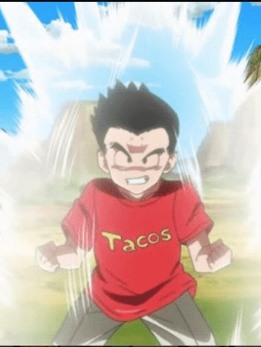 🌮 Dragon Ball Super Krillin "Tacos" Red Graphic Tee Women's Large